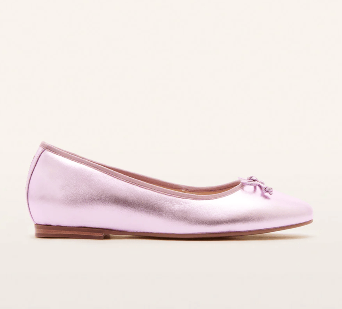 Pink patent leather ballet flats.