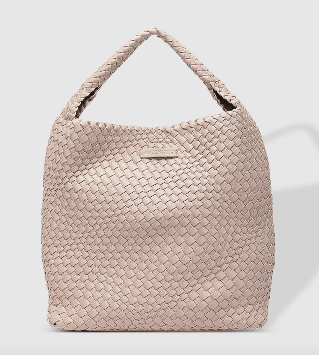 Woven shoulder bag in malt colour.