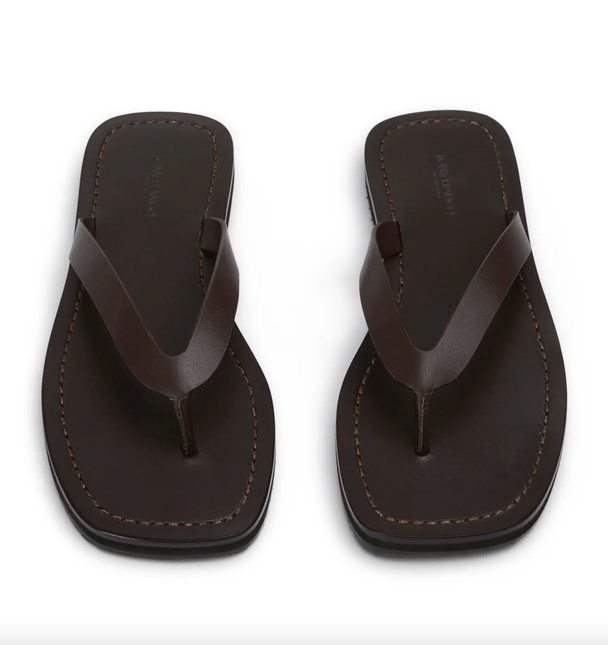Brown leather thongs.