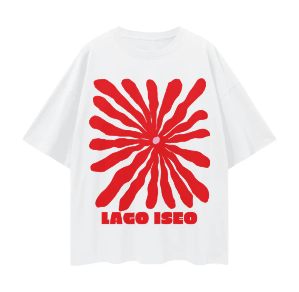 Printed oversized t-shirt with red print.