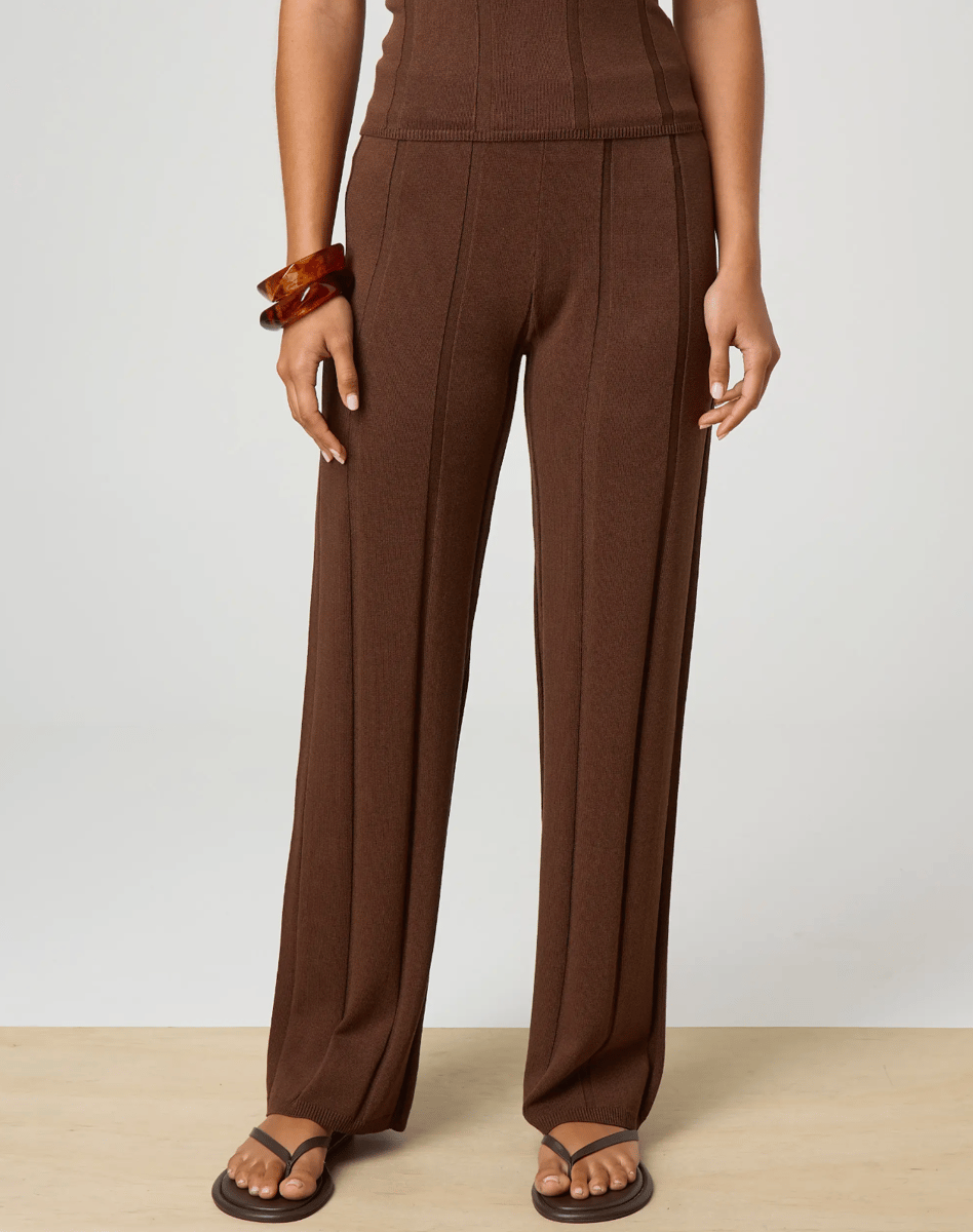 Brown knit pants.