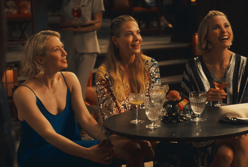 Michelle Monaghan, Leslie Bibb, and Carrie Coon in The White Lotus, season 3.