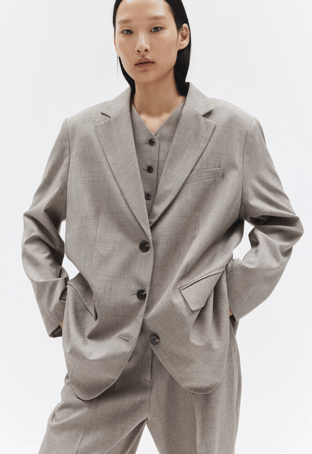 H&M oversized grey blazer.