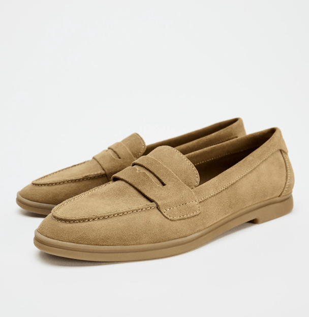 Brown suede loafers