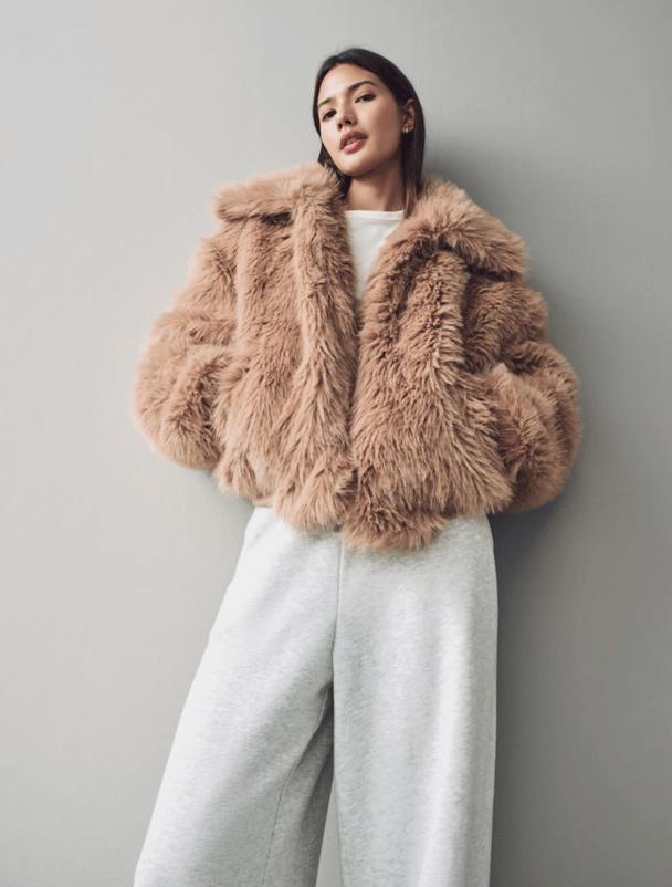 Faux fur shaggy camel coloured jacket.