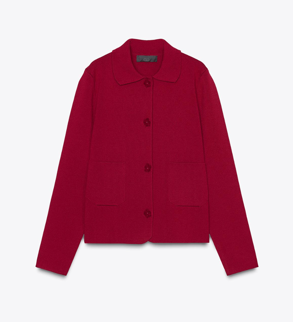 Zara red knitted jacket.