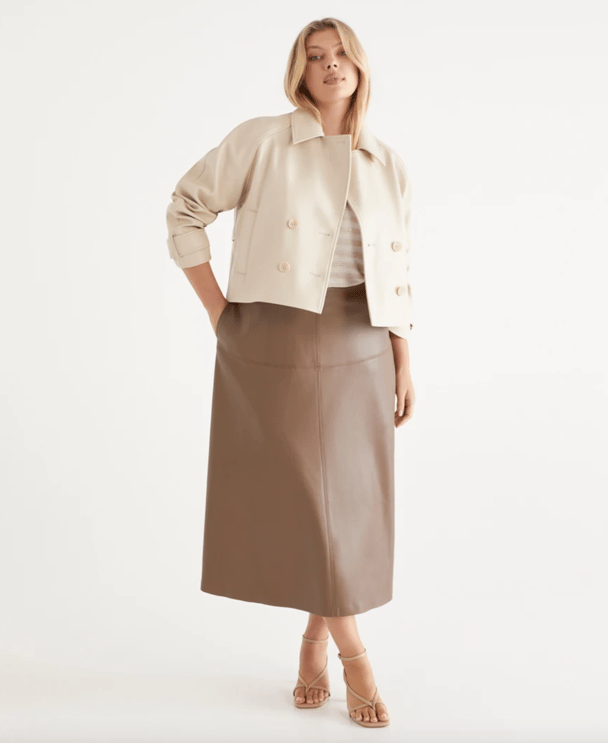 Sussan A-Line faux leather skirt.