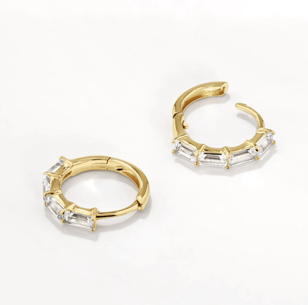 Medley White Topaz Huggies.