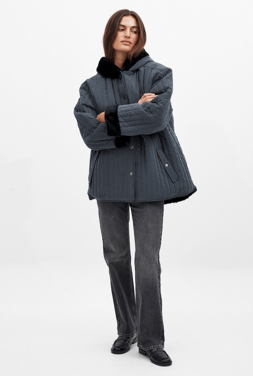 NA-KD Padded Faux Fur Jacket.