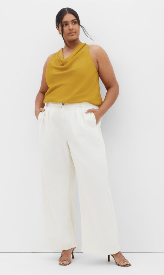City Chic Cream Wide Leg jeans.
