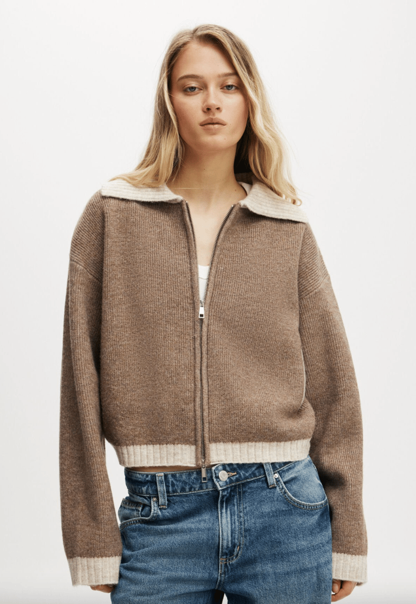 Cotton On Luxe Collar Zip Thru.