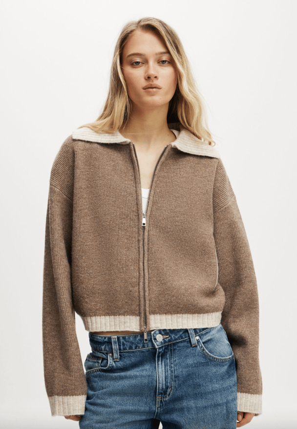 Cotton On Luxe Collar Zip Thru.