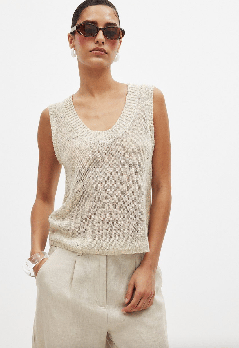 NA-KD knitted lurex singlet.