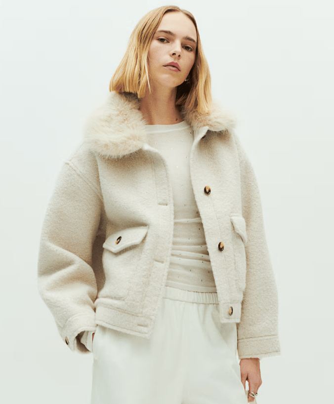 H&M Fluffy Collar Twill Jacket.
