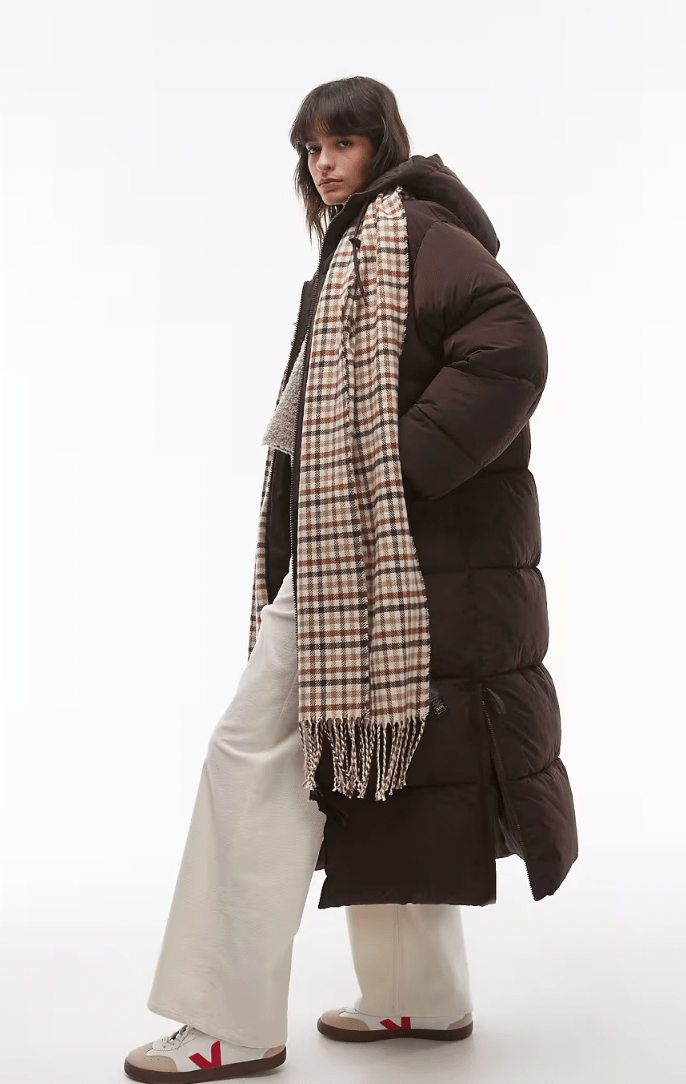  Topshop longline puffer jacket in brown
