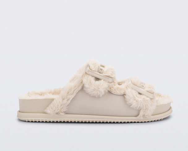 Melissa faux fur slides.