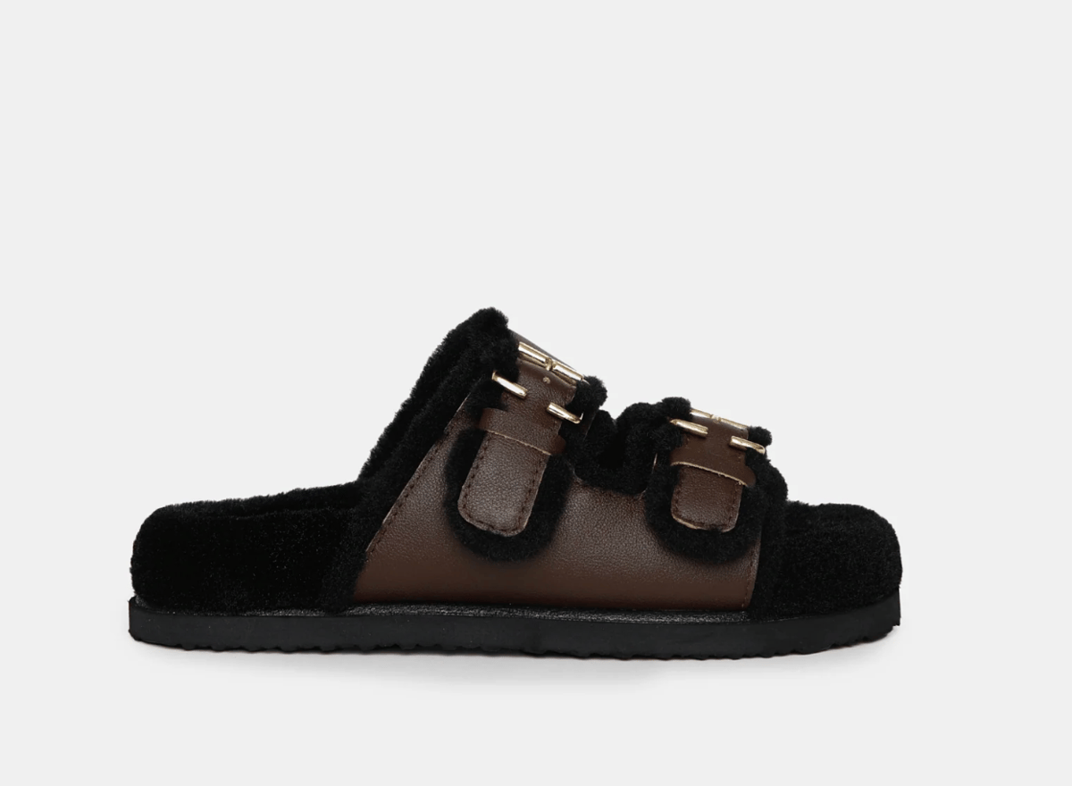 Sol Sana shearling slides.