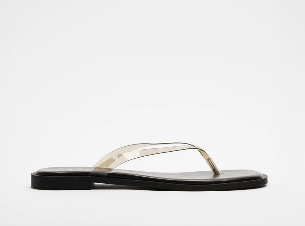 Clear jelly strap thongs.