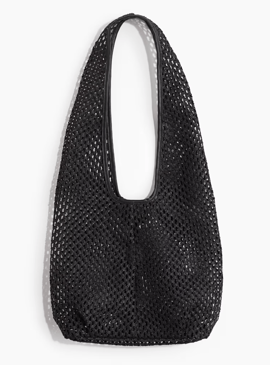 H&M slouchy woven shoulder bag.