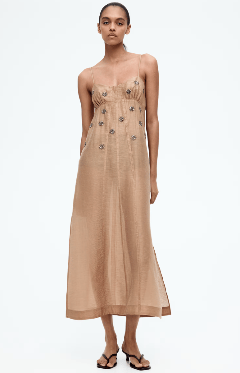 H&M Sheer Embellished Strappy Dress