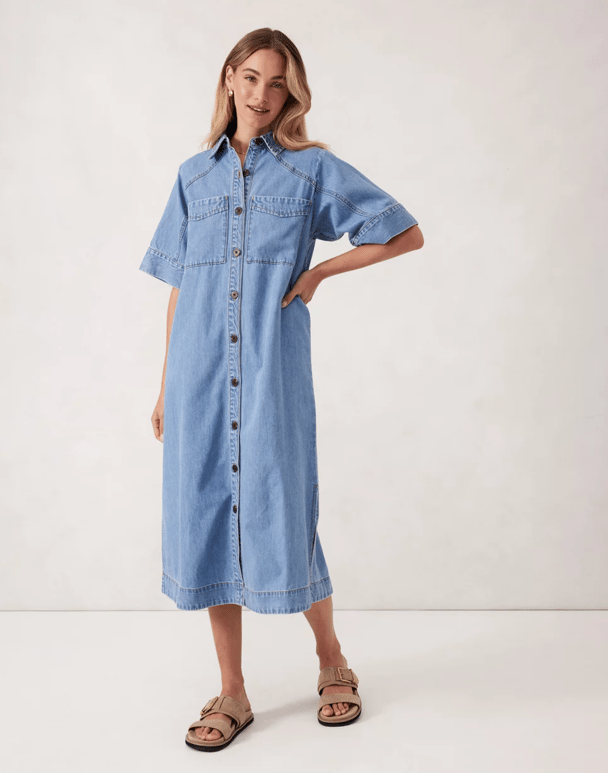 Ceres Life denim midi dress.