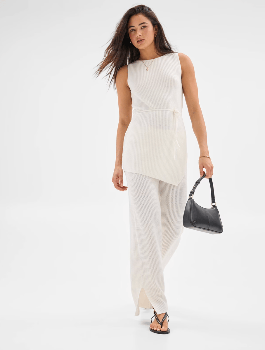Target Sleeveless Crochet Tunic Top and Crochet Straight Leg Pants.