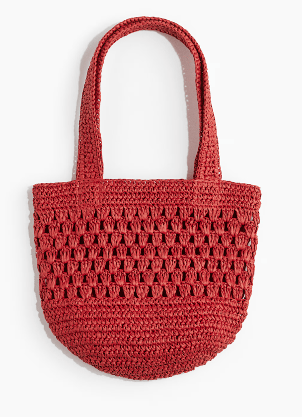 H&M woven tote bag.