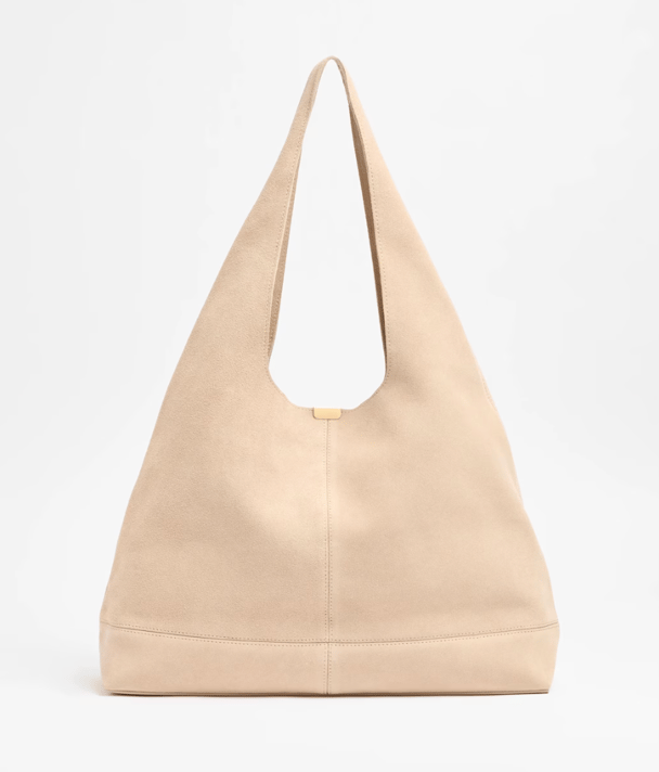 Target suede shoulder bag.
