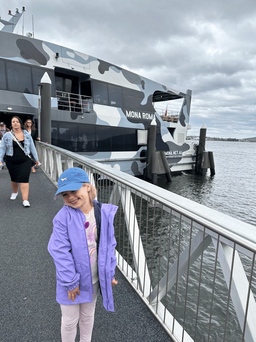 A girl at The Posh Pit, MONA ROMA ferry.