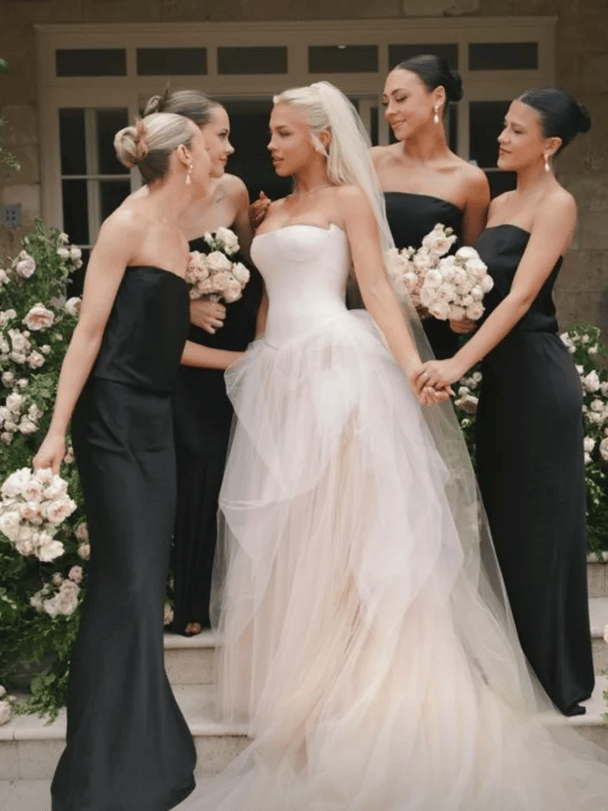 Tammy Hembrow with her bridesmaids on her wedding day.