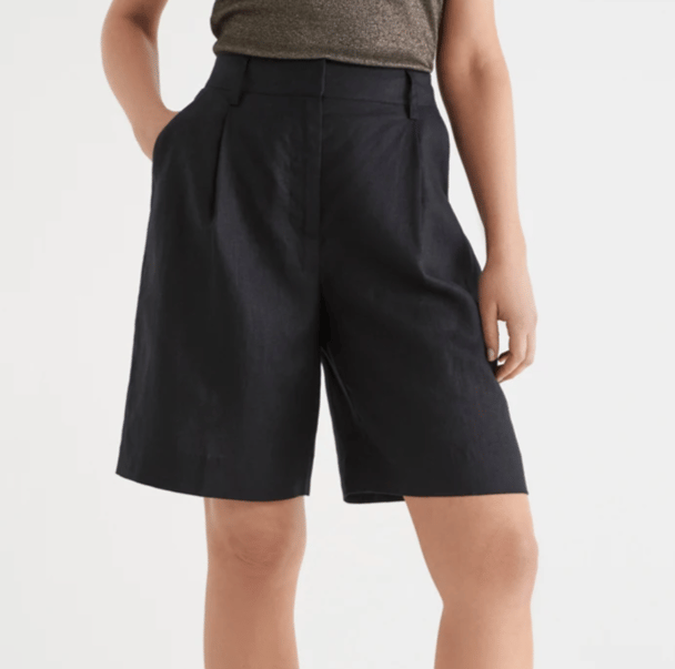 black linen bermuda shorts