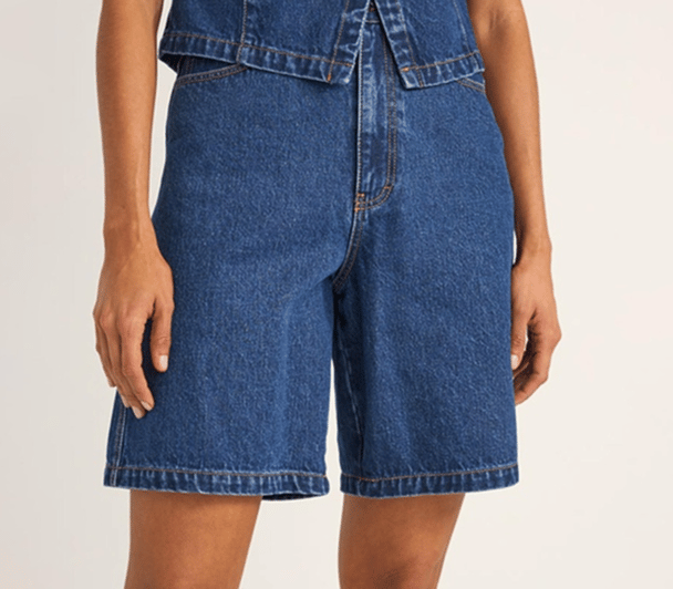 dark blue denim bermuda shorts