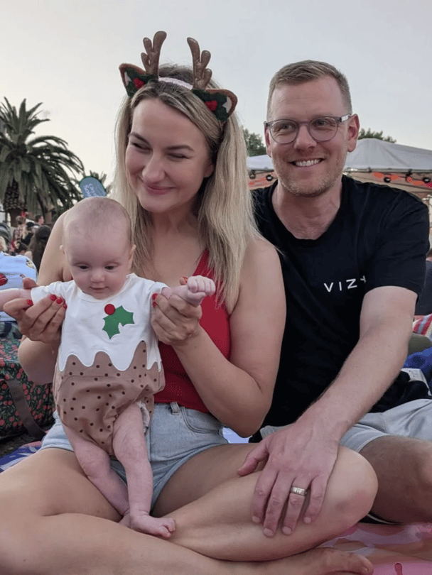 Alisha, Glen and Poppy celebrate their first Christmas together.