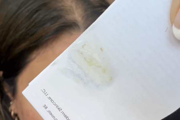 Piece of paper testing the mask.