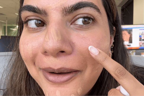 The mask peeling off my face while applying my foundation.