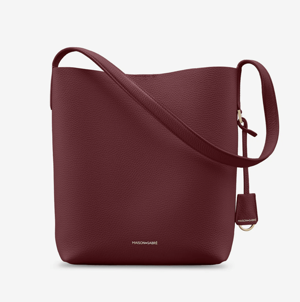 burgundy tote bag