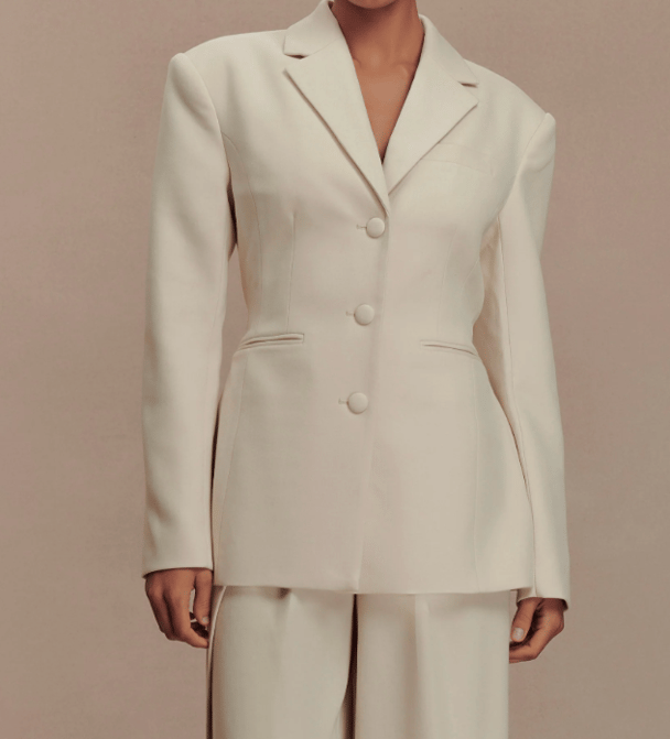 Meshki Bellamy Cinched Blazer oversized blazer in cream beige buttermilk