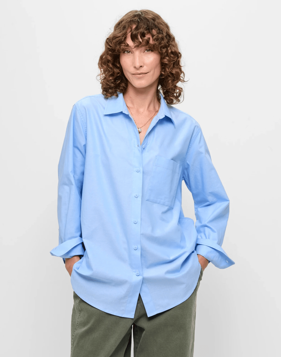 long sleeve oxford shirt in blue australia
