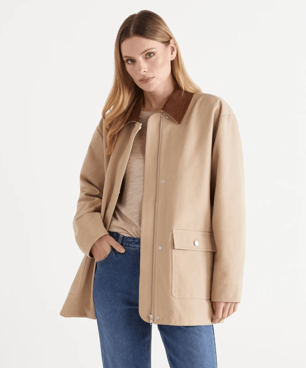 barn jacket nude brown australia