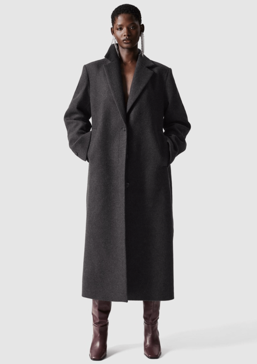woman wearing single-breasted maxi coat from & Other Stories