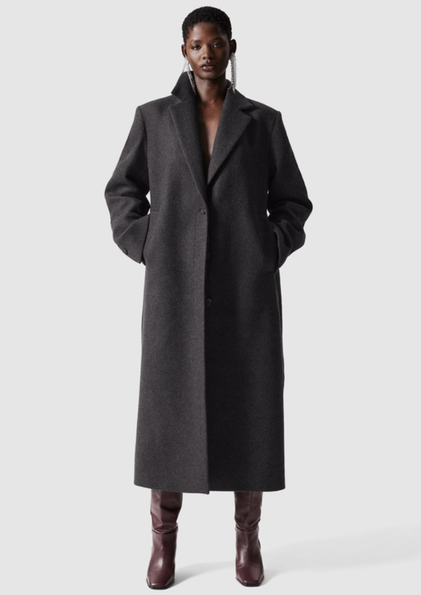 woman wearing single-breasted maxi coat from & Other Stories