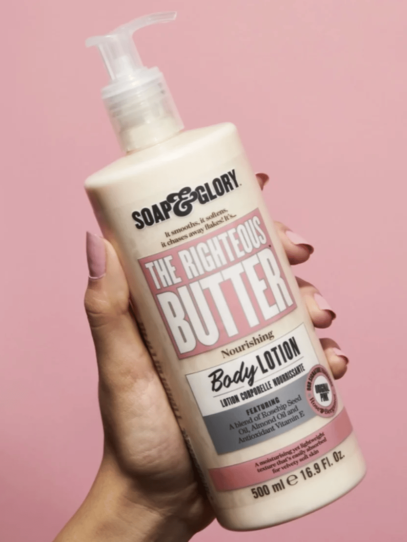 Soap & Glory The Righteous Butter Body Lotion. Image: Mecca. 