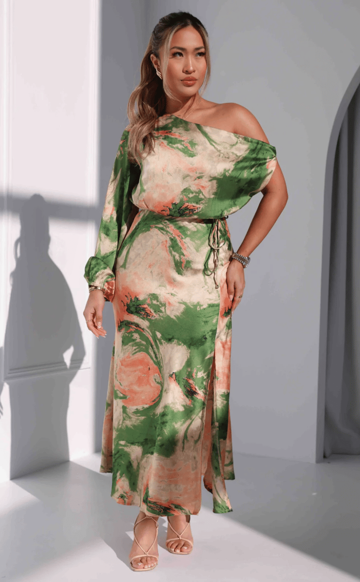 long sleeve dress green pattern for any event