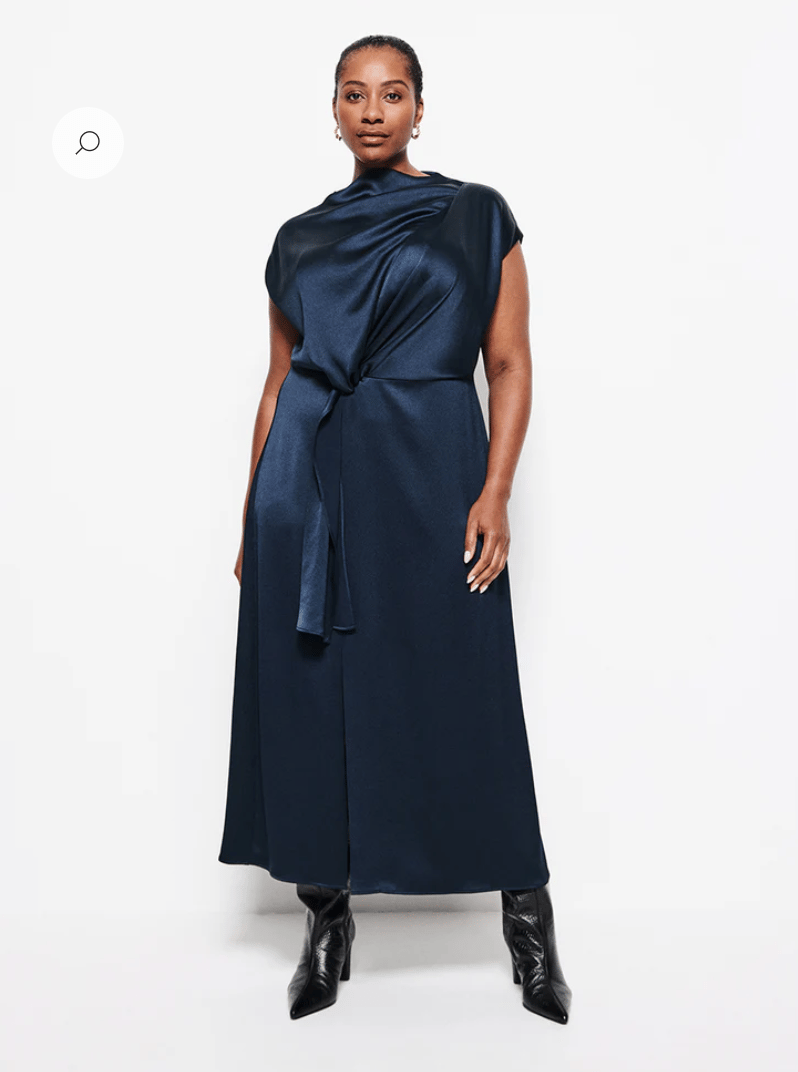 twist silk dress navy blue for any event