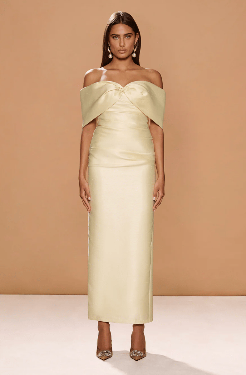 maxi length dress in yellow cream for any event