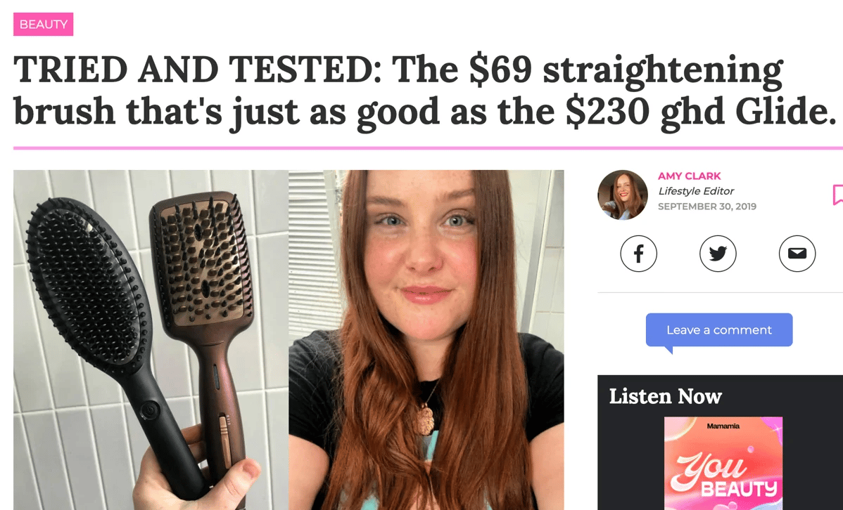 mamamia article hair straightening brush review