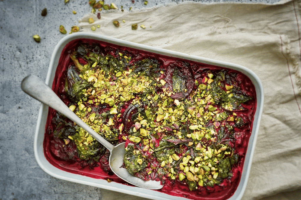 Ultimate baked beetroot & its greens.