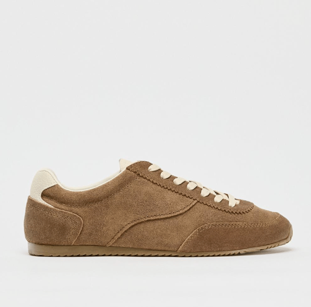 ZARA Contrast Leather Trainers, $109.