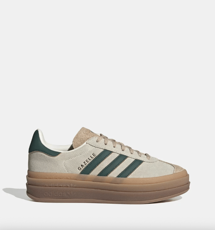 Adidas Original Gazelle Bold in Suede Cream and Green