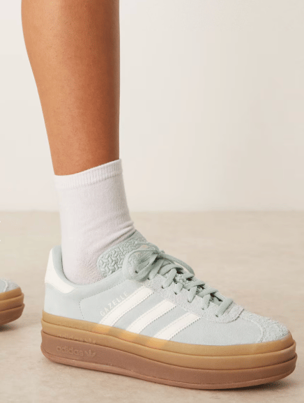 Adidas Original Gazelle Bold in Suede Seafoam and White,